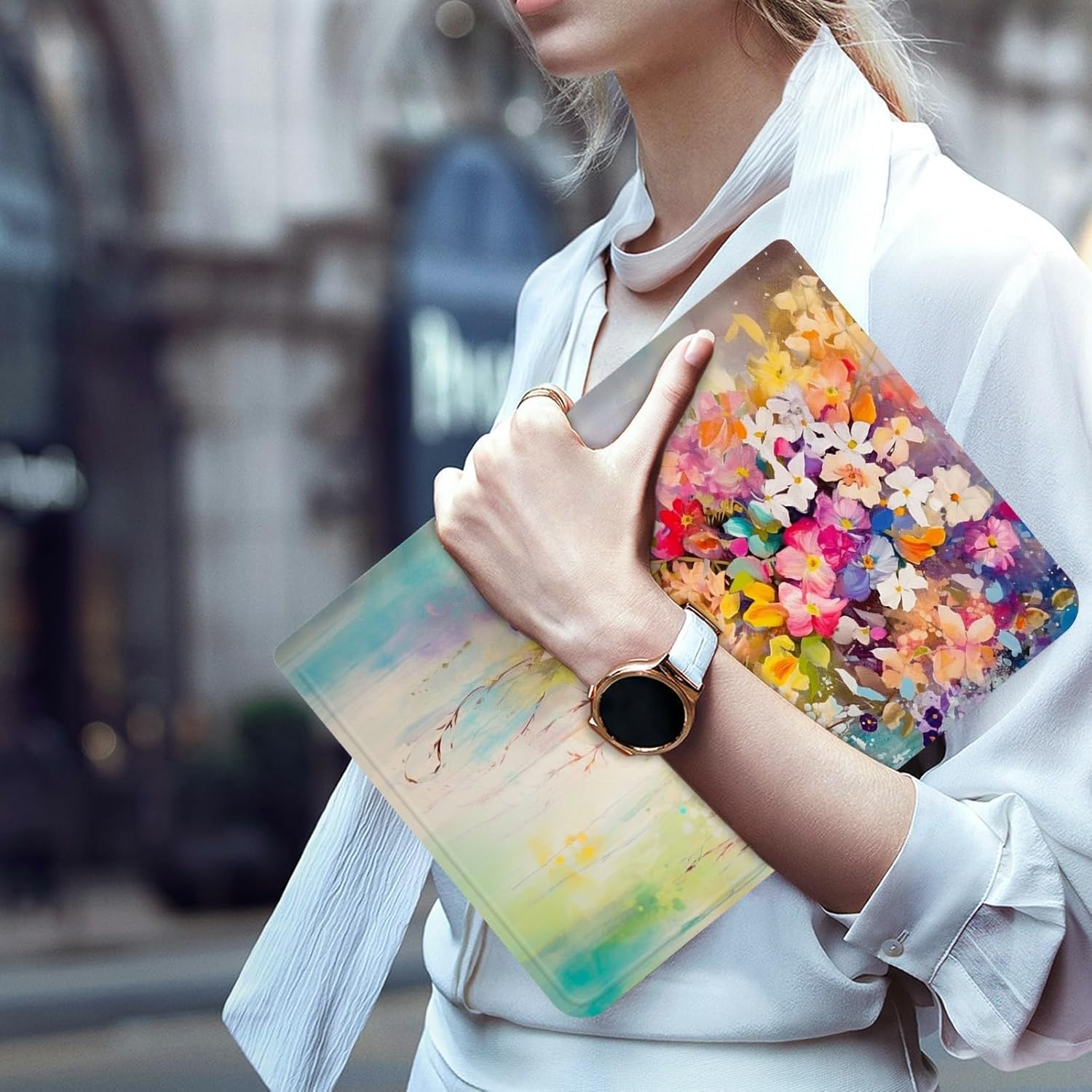 Case for Microsoft Surface Pro 9 / Pro 9 5G 13-Inch 2022 PU Leather Slim Lightweight Multiple Angles Stand Smart Cover with Auto Wake/Sleep for Microsoft Surface Pro 9 2022, Art Watercolor Flowers