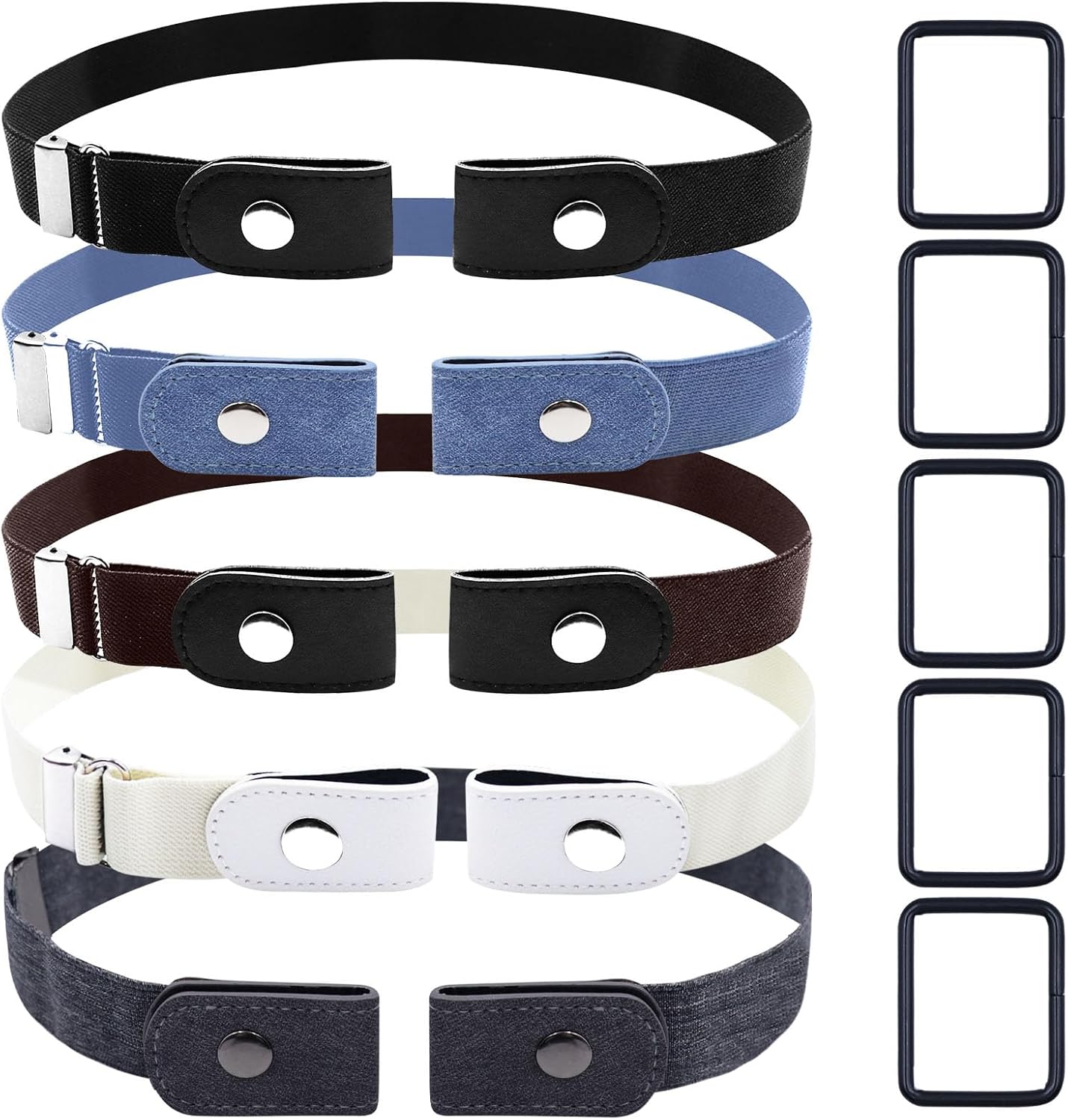 Elastic Belt No Buckle Belt for Women Men, 5Pcs Buckle Free Elastic — free download