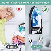 Vista 6 de Soporte de pared para tabla de planchar, colgador de hierro con estante para tabla de planchar, resistente al calor, soporte de pared para máximo 5