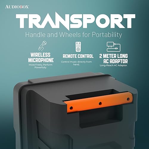 Miniatura 3 de Audiobox ABX-214R Altavoz Bluetooth portátil dual de 12 pulgadas, ligero pero fuerte con BASS, luces de fiesta RGB, micrófono inalámbrico, controles