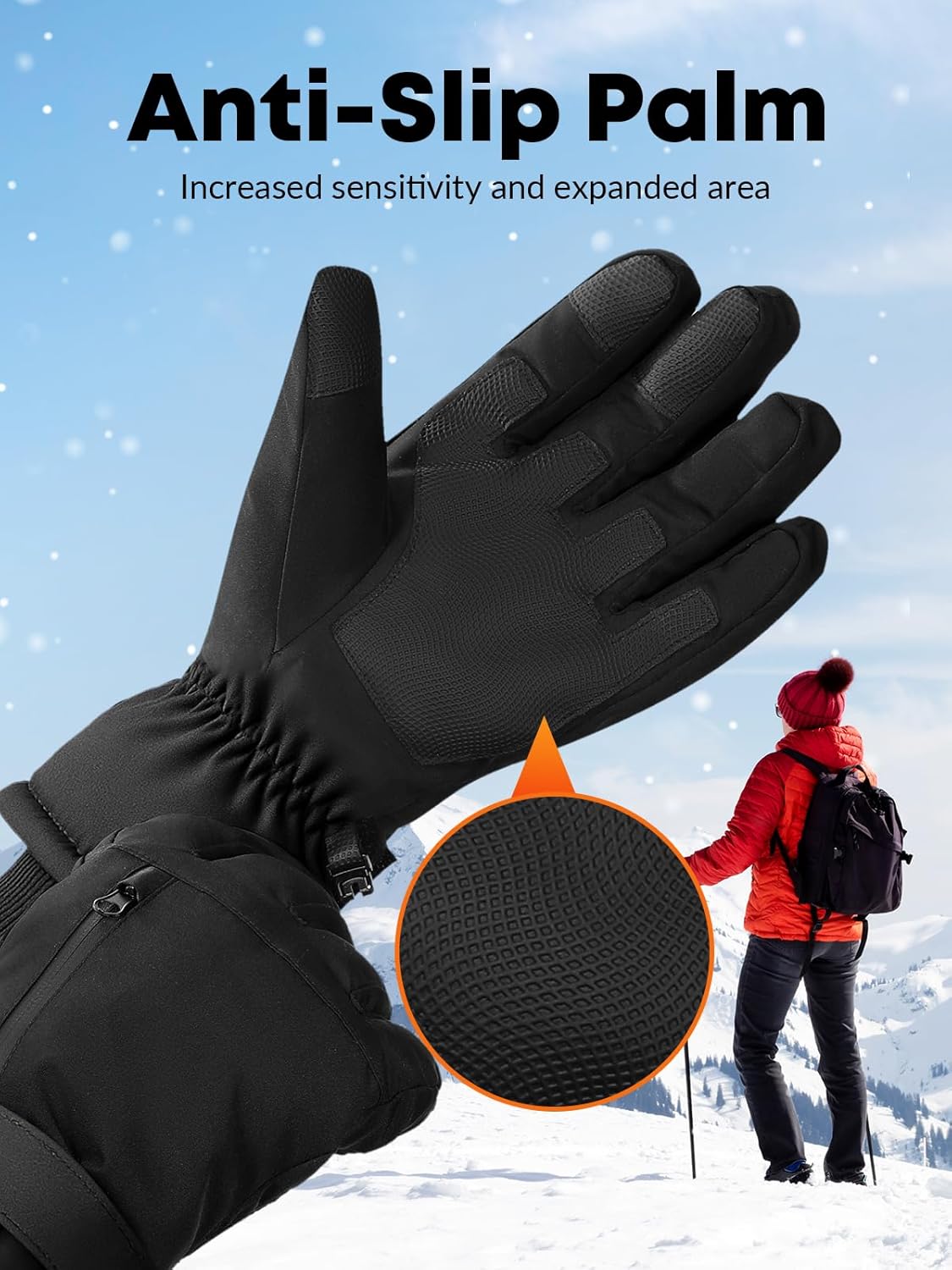KASBAH Winter Gloves for Men Warm -20℉ Windproof Waterproof Ski Women Glove with Touchscreen Thermal Lining Anti-Slip for Work Cycling Motorcycle Snowboarding - Image 4
