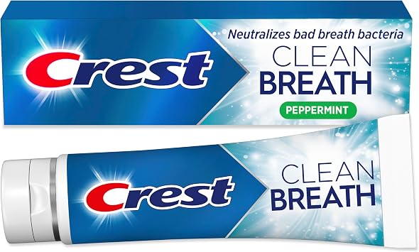 Crest Toothpaste Clean Breath Peppermint 4.6oz Neutralizes Bad Breath, Antibacterial Protection, Fights Cavities, Freshens Breath, Gently Whitens