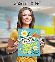 Vista 3 de HoneyKICK Growth Mindset Posters for Elementary, Middle, High School Classroom Décor - 6pc Set Inspirational and Motivational Classroom Posters - 11
