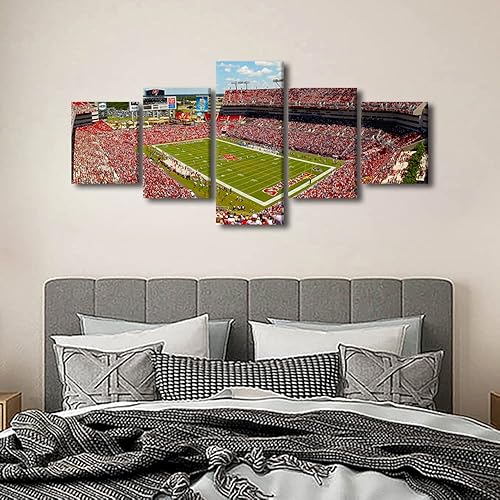 Vista 293 de Cuadros de estadios deportivos de fútbol americano de Minnesota, cuadros de vikingos, 5 paneles, lienzo para pared, arte de pared del estadio