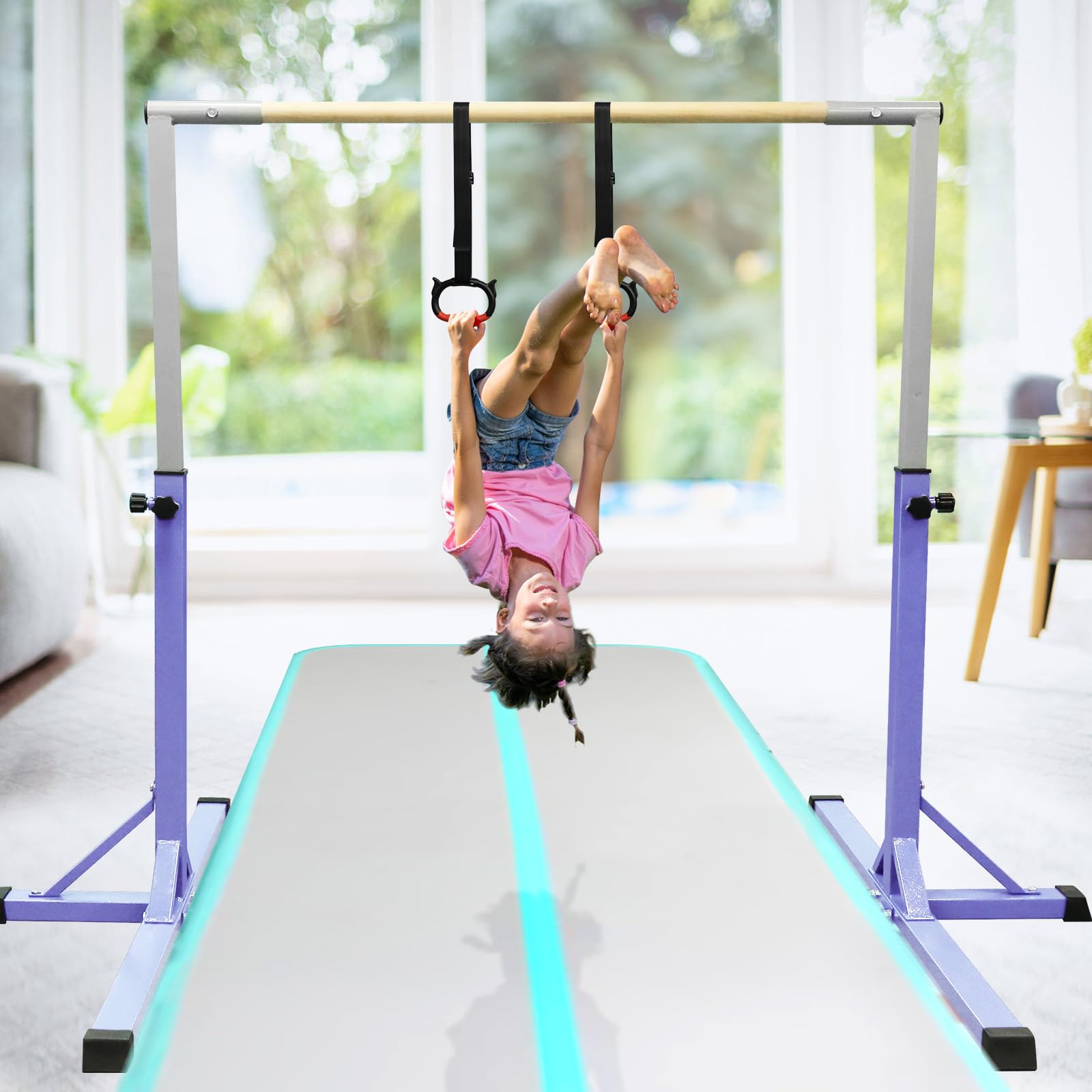 Rekstang voor kinderen, voor binnen en buiten, gymnastiekstang voor kinderen, met 13 in hoogte verstelbaar, turnrek, reksysteem, turnstangen, horizontale trainingsbar
