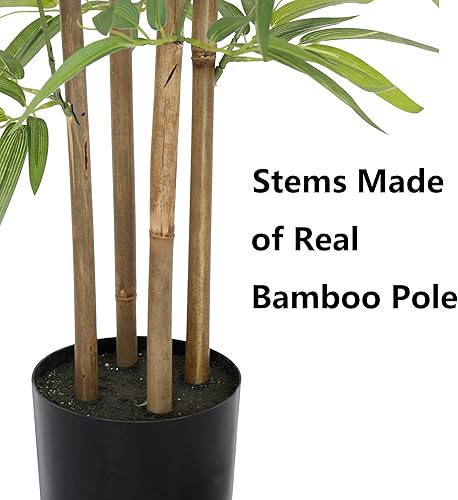 Miniatura 9 de Árbol artificial de bambú de 4 pies, planta de bambú sintético, tecnología de tacto real, planta artificial con 4 troncos, ideal para decoración de
