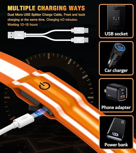 Miniatura 4 de Cinturón reflectante LED de alta visibilidad, banda reflectante con brazalete para caminar por la noche, equipo de seguridad ajustable para correr,