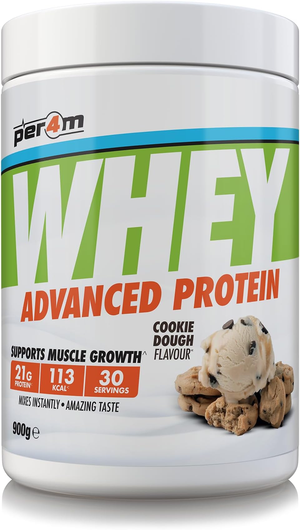 Whey Protein Powder | High Protein Shake for Muscle Growth & Recovery | Low Sugar Gym Supplement | Sports Nutrition Drink + Amino Acids (900g, Cookie Dough)