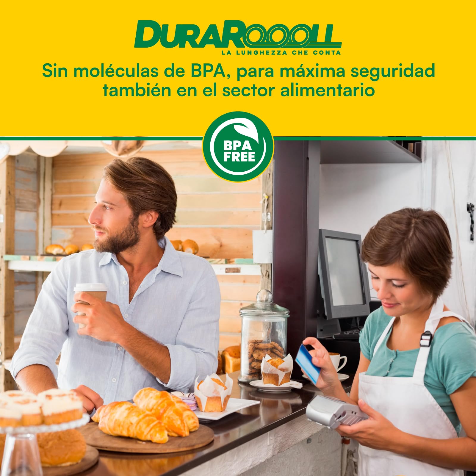 20 Rollos Papel Termico TPV Datafono DuraRoooll - Rollos Térmicos POS 57mmx36mmx16m Compatibles con Nexi SumUp Pax Axerve Ingenico para Tiques Recibos Tarjetas de Débito y Crédito