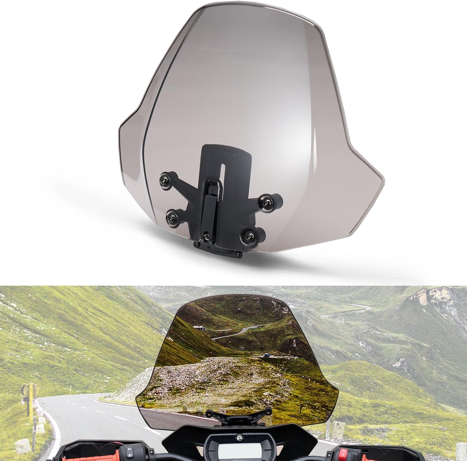 A & UTV PRO Adjustable 3 inches Tinted Dark Windshield for Can Am Ryker 900 600 Sport & Rally Edition Accessories, Front Wind Deflector Windscreen Replace OEM#219401023