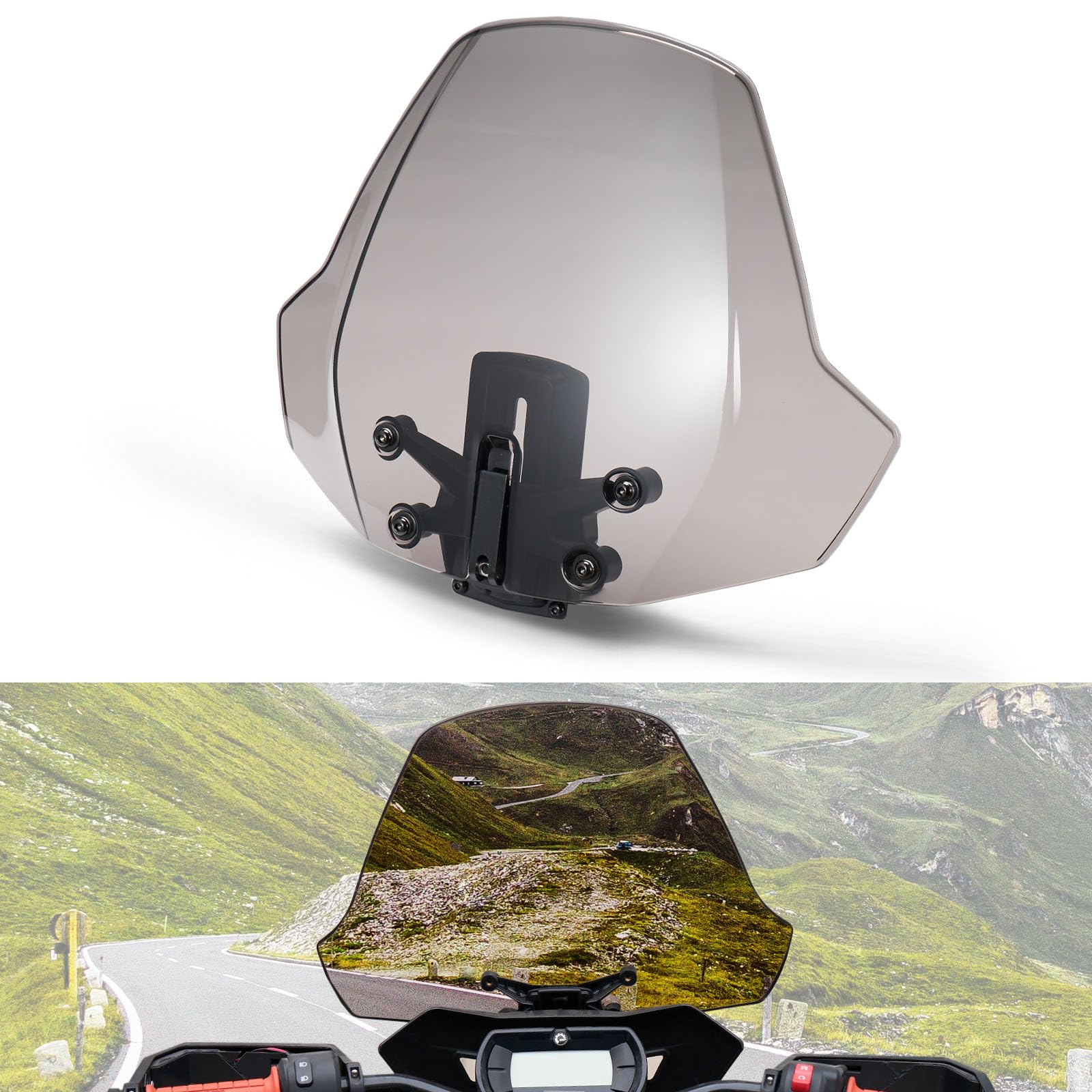 A & UTV PRO Adjustable 3 inches Tinted Dark Windshield for Can Am Ryker 900 600 Sport & Rally Edition Accessories, Front Wind Deflector Windscreen Replace OEM#219401023