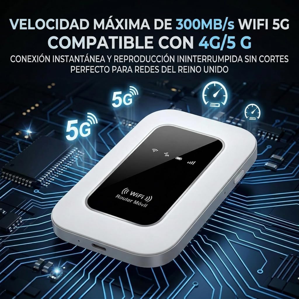Router WiFi Portátil 5G Desbloqueado con Ranura SIM | Hotspot Móvil WiFi Universal Compatible Todos los Operadores,Sin Contrato,Conexión hasta 10 Dispositivos,MiFi Portátil 4G/5G Ideal Viajes Negocios