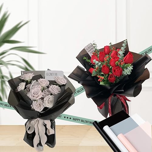 Miniatura 4 de Gloreyan 20 hojas de papel de regalo de flores, ramo de floristería para manualidades, ramo de flores frescas, envoltura impermeable, caja de