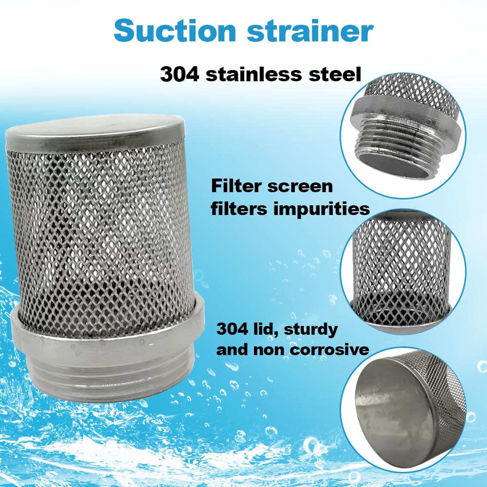 2inch 304 stainless steel filter head with External thread diameter of 58mm connected to 2-inch water pipe filter Used to Remove Debris and Reduce Solid Entry（1pcs）