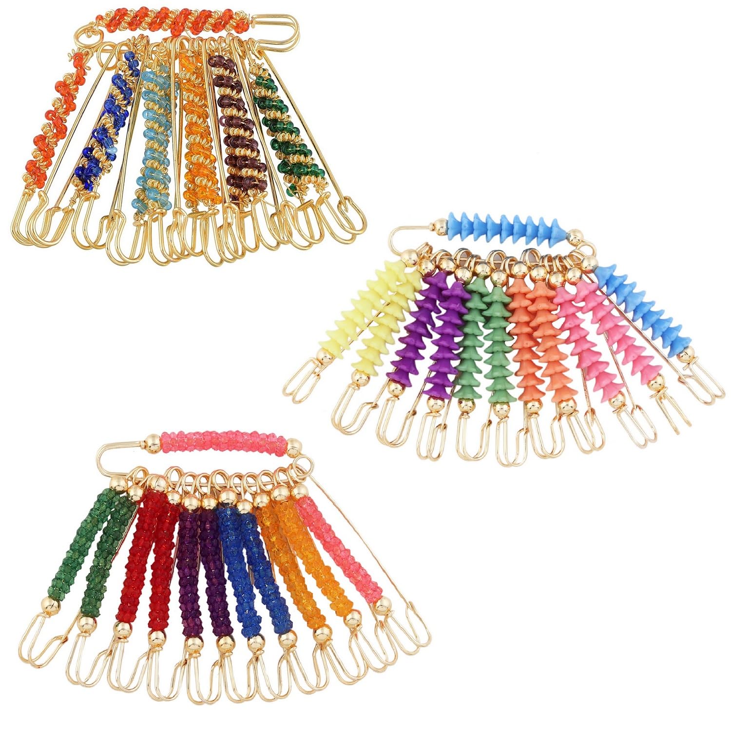 VAMA FASHIONS Gold Plated Multicolor Beads Saree Sari Safety Pallu Plates Pin Scarf Dupatta Chunari Hijab Brooch Pin For Women & Girls(Combo Pack Of 36PCS) (B0D22WS7SN) Amazon Price History, Amazon Price Tracker