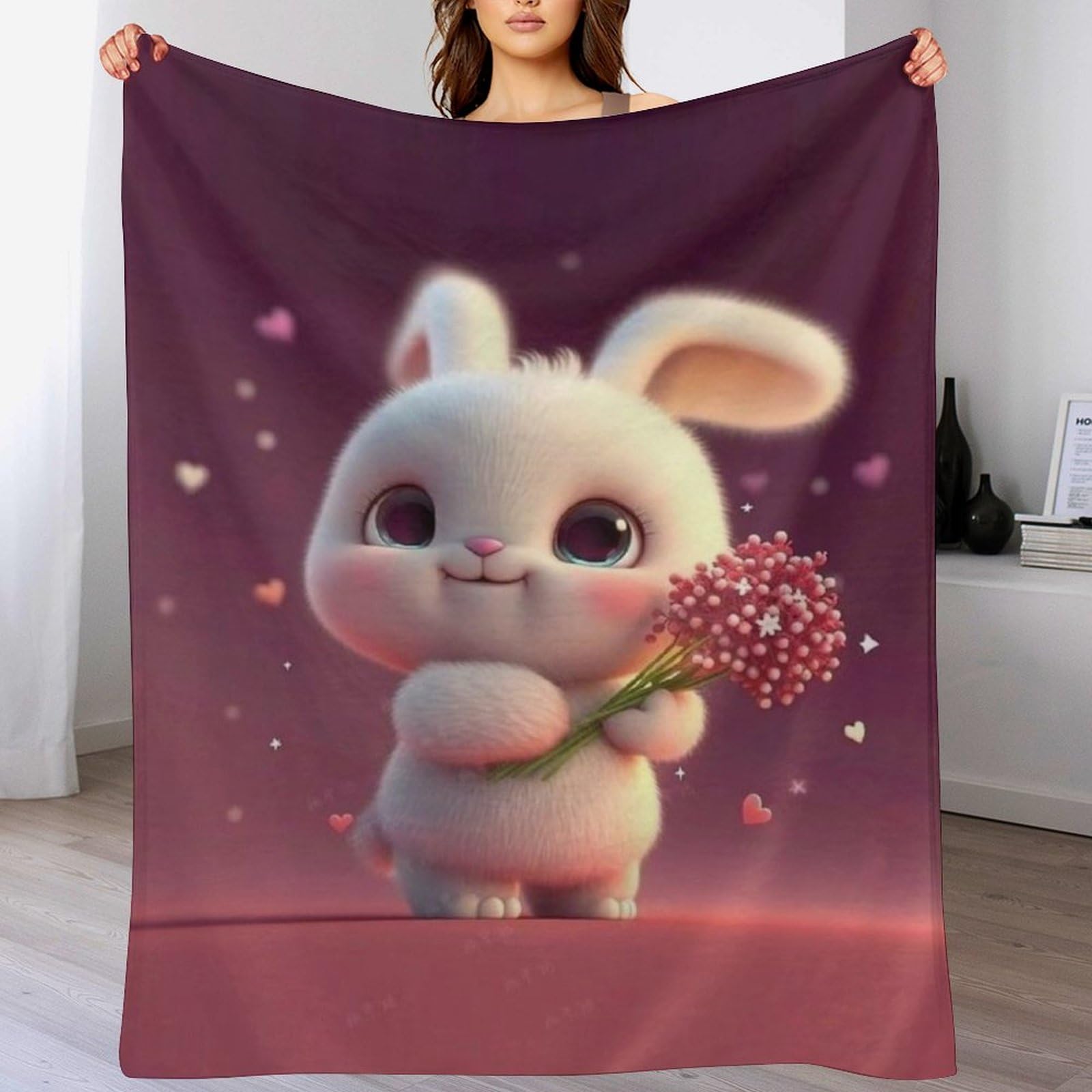 Couverture peluche chaude et confortable lapin pour un sommeil réparateur