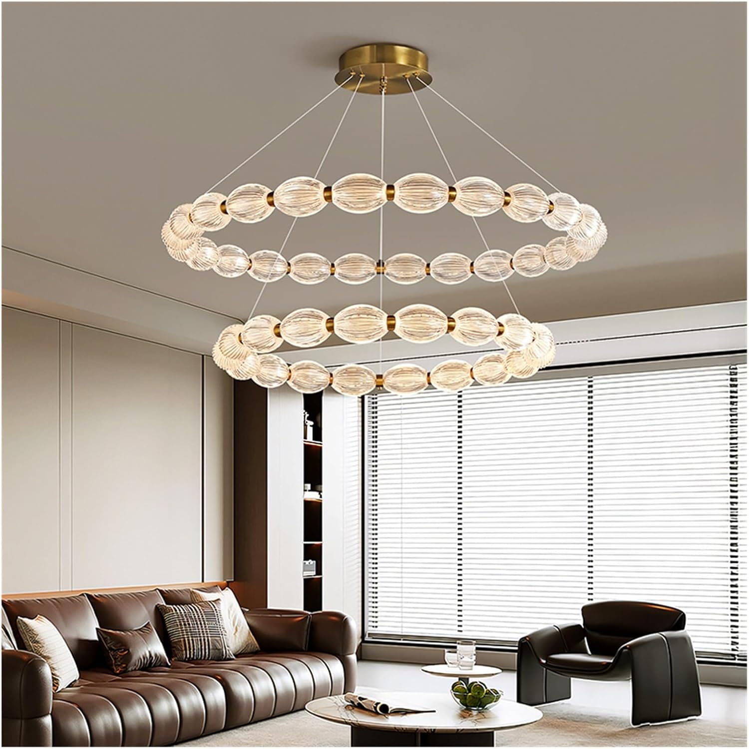 Modern Luxury Pearl Necklace Ring LED Ceiling Light Round Ball Hanging for Living Room Bedroom Decor,Comfortable