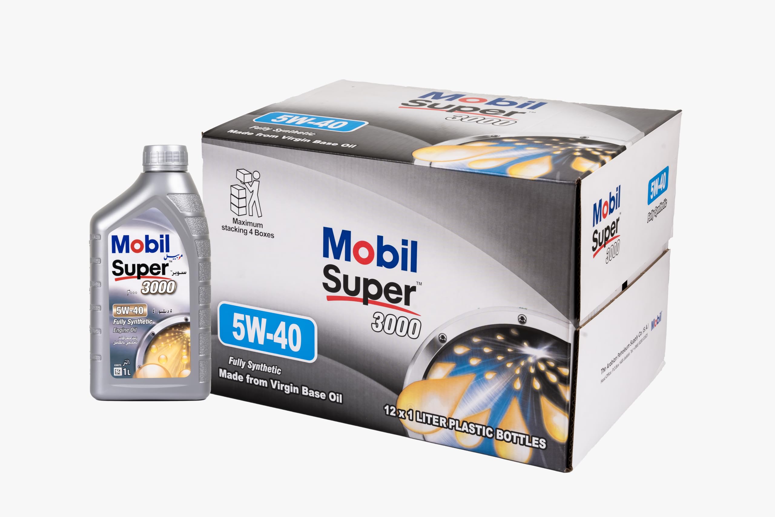 Mobil Super 5W-40 Fully Synthetic Motor Oil, 1 Liter (Pack of 12