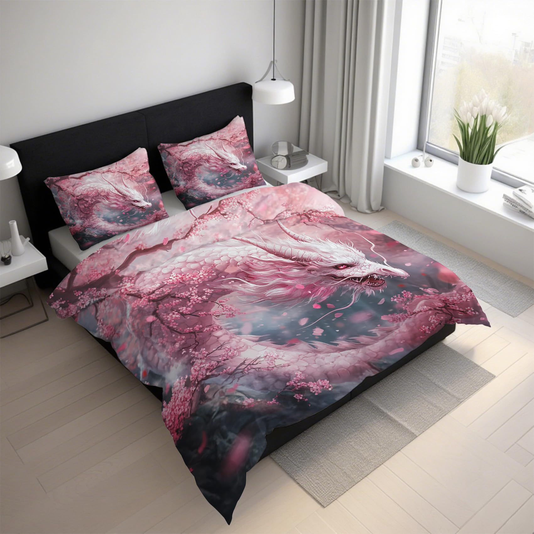 Parure de lit fleurs de cerisier 220x240 pour une chambre zen et douce