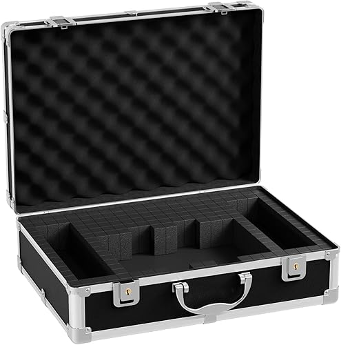 Miniatura 1 de Funda de transporte rígida de 14 pulgadas, construcción robusta de aleación de aluminio, espuma precortada personalizable, adecuada para