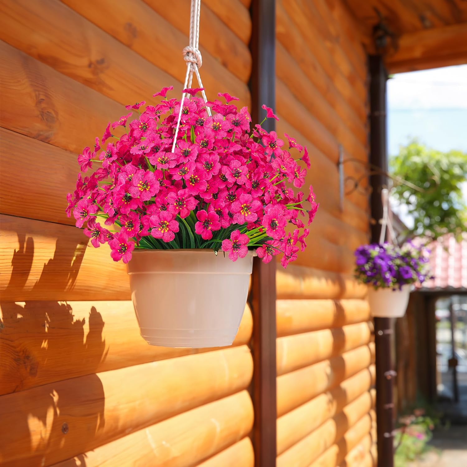 21 Bundles Outdoor Artificial Flowers UV Resistant Fake Silk Flowers No Fade Faux Plastic Plants Garden Porch Window Box Decoration(Rose Red) - Image 4