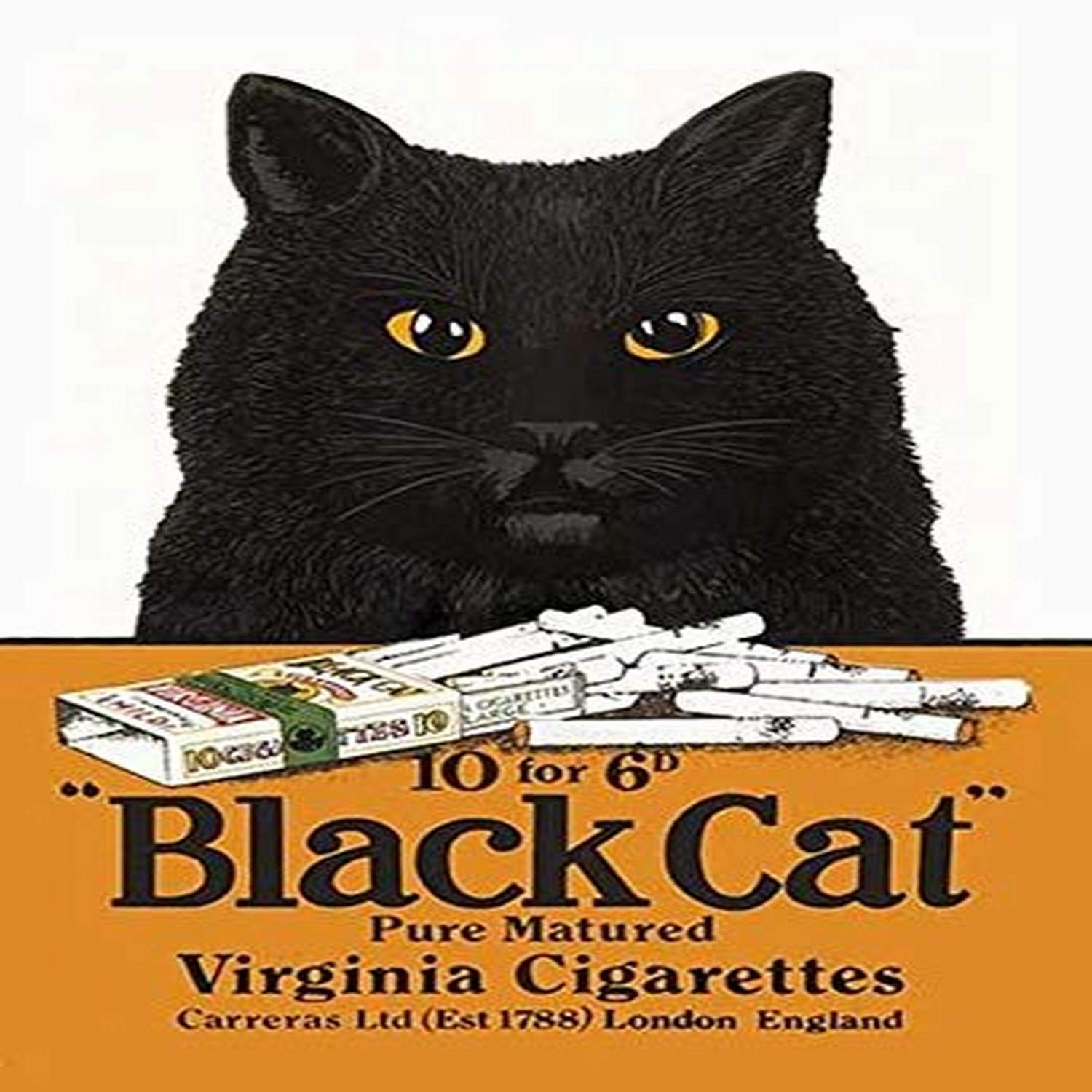 Amazon.com: Cigarette ad for the Black Cat brand The House of Carreras was  a tobacco business that was established in London in the nineteenth century  by a nobleman from Spain Don Jos