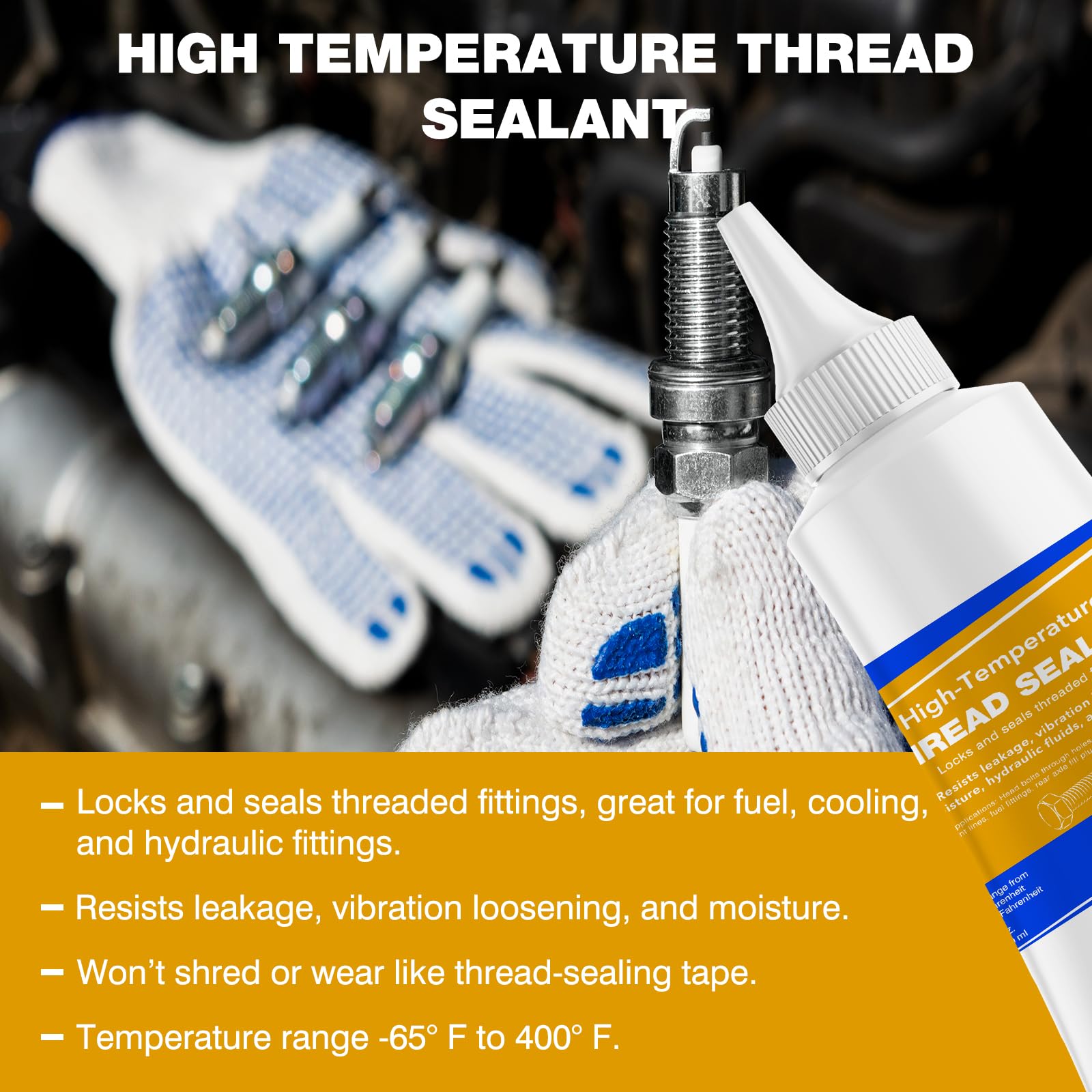 50 mL Thread Sealant, Pipe Thread Sealant, High Temperature Thread Sealant Industrial Sealant, Thread Sealant Automotive, Resists Leakage, Vibration loosening, Moisture, Hydraulic fluids -White