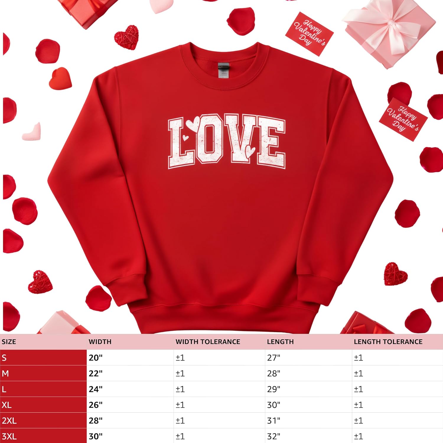 Valentine's Day Heart Sweatshirt for Women, Heart Sweater for Valentine, Love Graphic, Cotton Blend Fleece, Classic Fit - Image 3