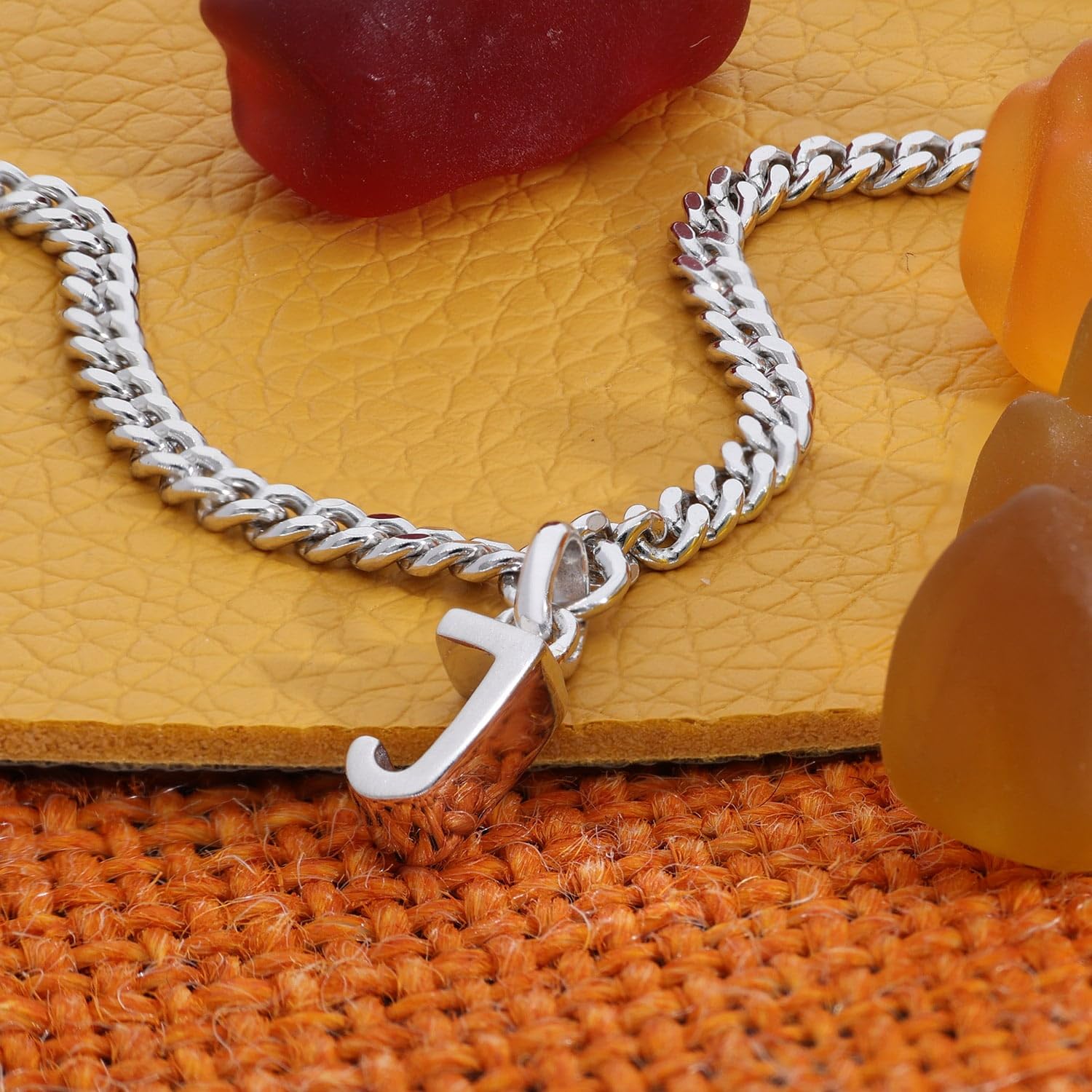 trendor Bracciale da ragazza con lettera J, argento 925, rodiato, 21590-J | Bracciale a maglia piatta con taglio a diamante, elegante bracciale per giovani donne,