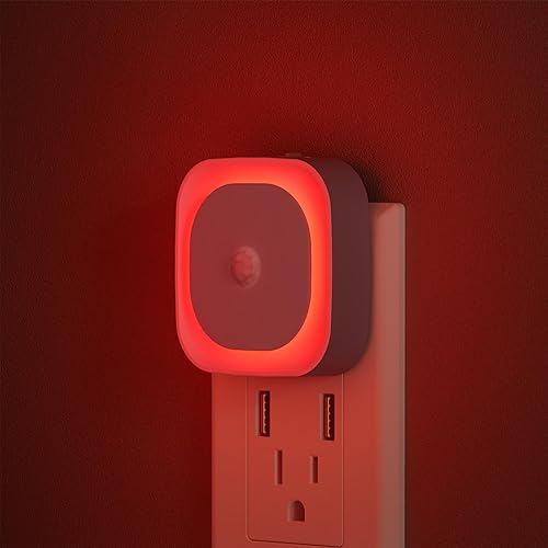 Miniatura 10 de Paquete de 2 luces nocturnas enchufables con sensor de movimiento y sensor de atardecer a amanecer, 3 modos de sensor, luces nocturnas regulables