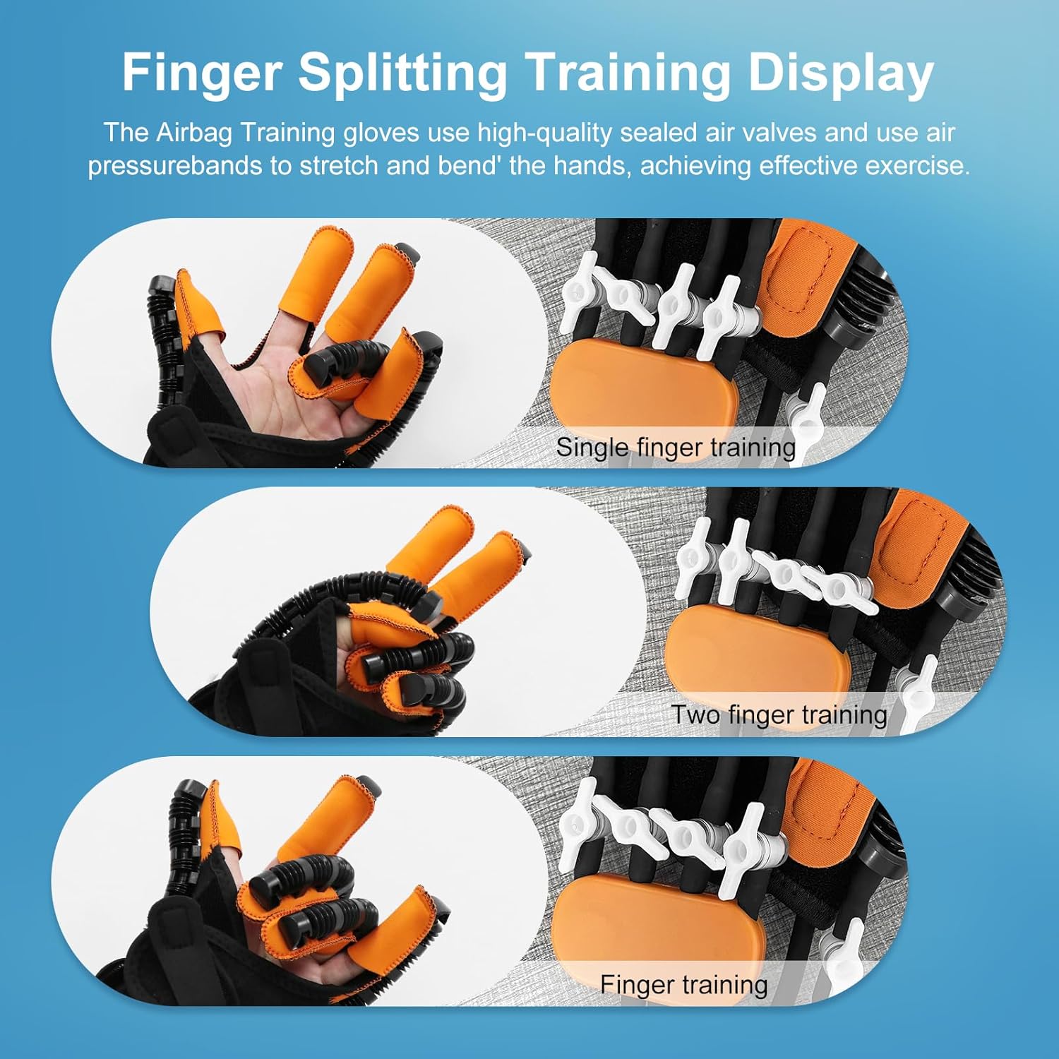 Rehabilitation Robotic Gloves, Portable Hand Therapy Gloves for Stroke, Hand Recovery Glove Equipment, Hand Exerciser for Arthritis, Finger Training, Cerebral Palsy(Orange Right Hand L)