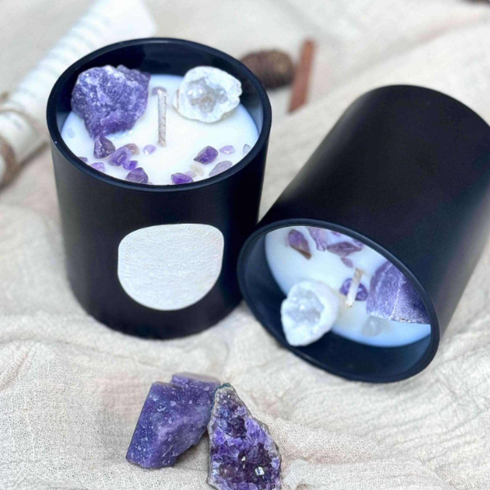 Exquisito Velas de cerámica lila hechas con cera de soja y aceites esenciales, vela perfumada moderna for vacaciones en casa, relajación y spa meloso