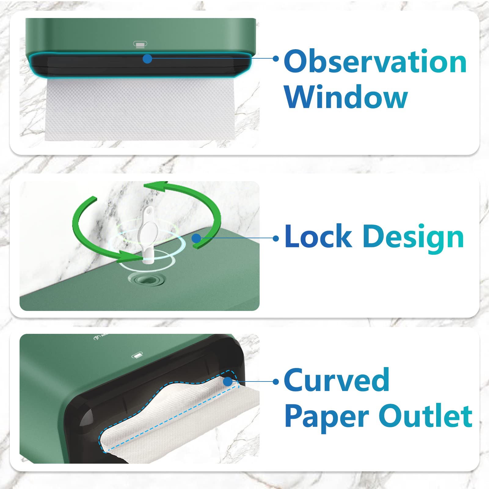 Photo 1 of Paper Towel Holder Wall Mount: Commercial Paper Towel Dispenser for Multifold/Trifold/c Fold Hand Paper Towel, Adhesive Paper Towel Holder No-Hole Installation 200 Sheets