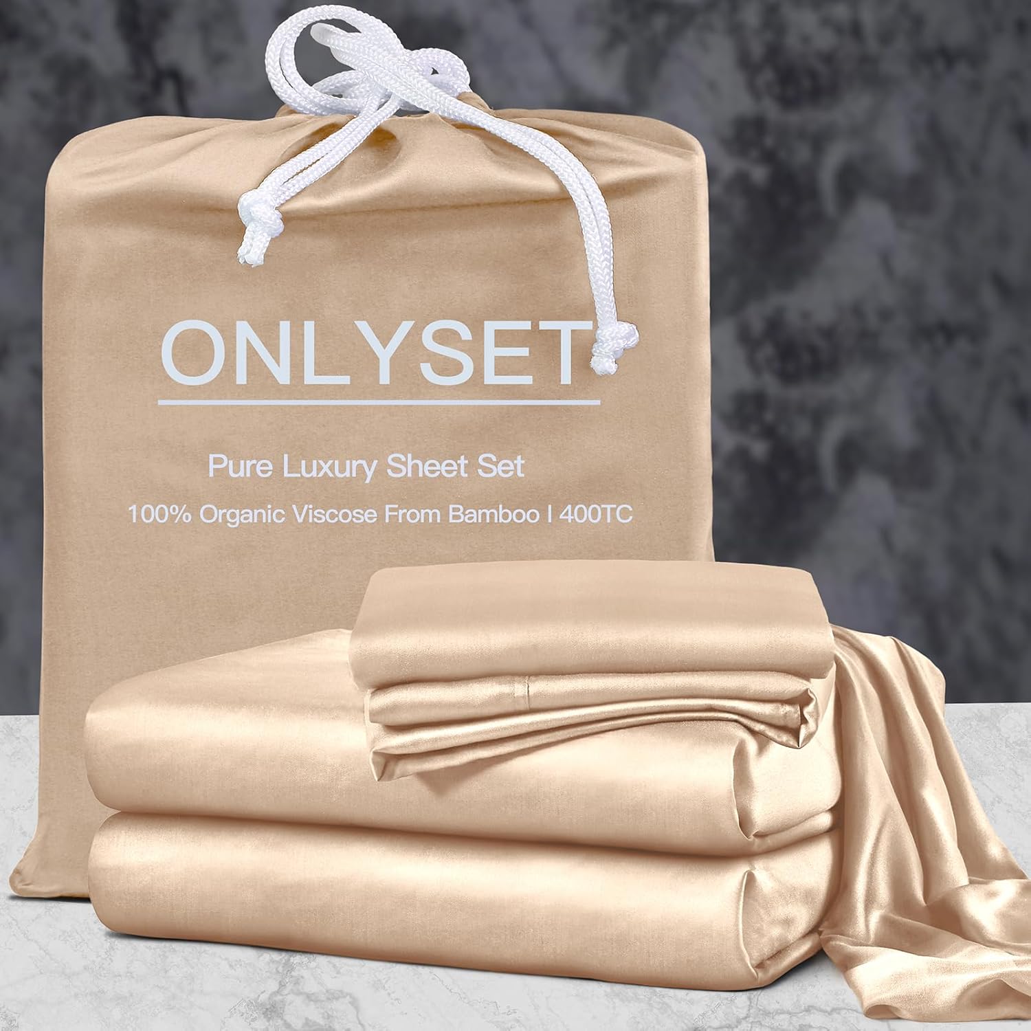 18-24 Inch Extra Deep Pocket Twin Size Sheets Set, 100% Viscose Derived from Bamboo Sheets Twin Size Bed Sheets, 4Pcs Soft Taupe Cooling Sheets for Hot Sleepers