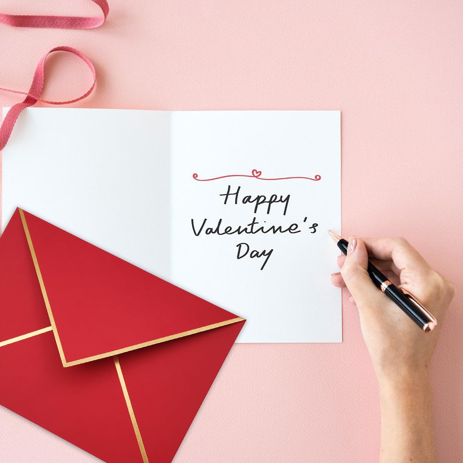 Lot de 100 enveloppes auto-adhésives pour invitations de 10 x 15 cm avec enveloppes autocollantes A6 pour mariages, invitations, photos, cartes postales, cartes de vœux (rouge)