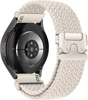 [AiMaoo] バンド Samsung Galaxy Watch 7/6/5/4 40mm 44mm 対応 替えベルト 20mm 伸縮性 ナイロンパラシュートバックル編みバンド 男女兼用 Galaxy Watch 6 Classic 43mm 47mm/Watch 4 Classic 42mm 46mm/5 Pro 45mm/FE 用 (スターライト)