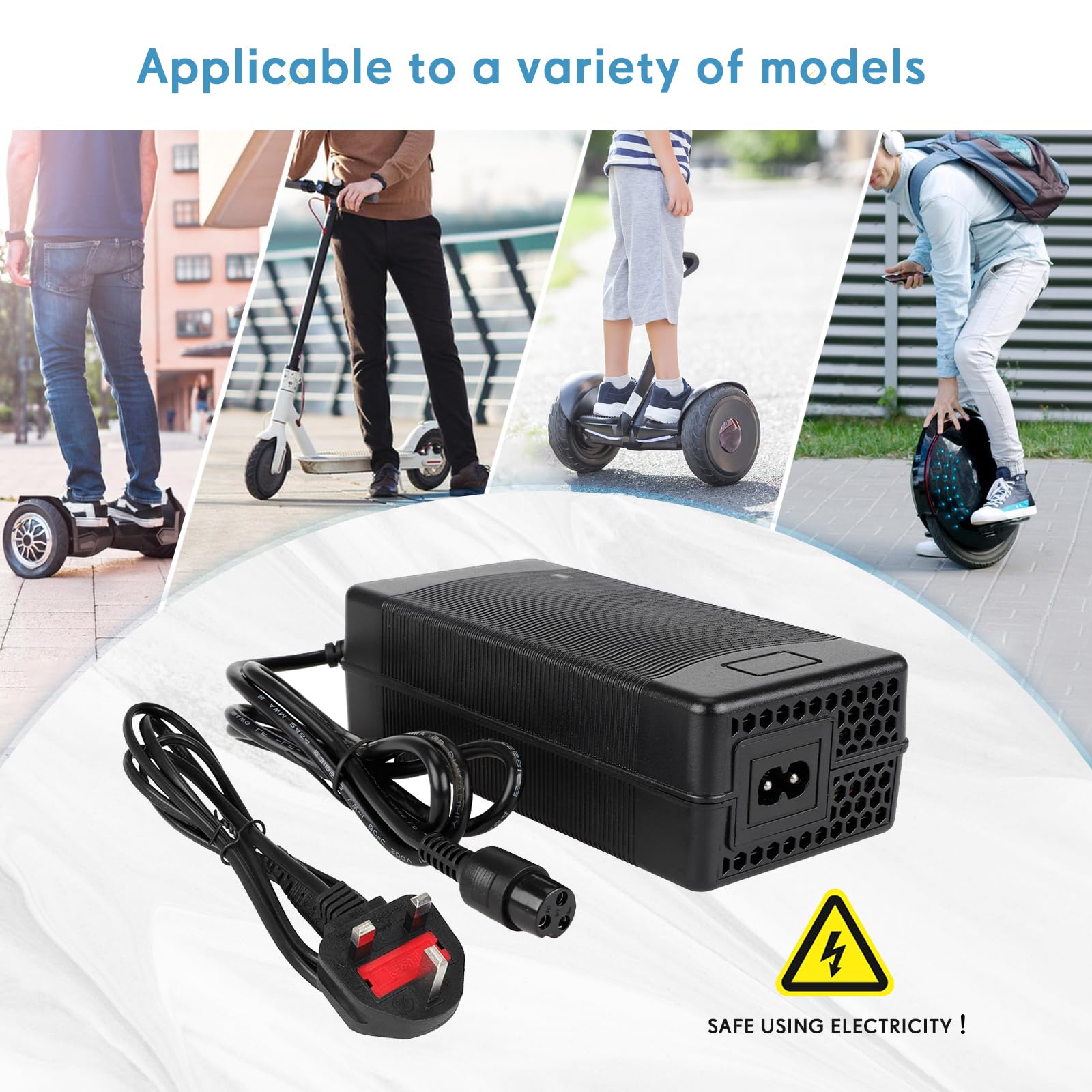 Cargador Patinete Electrico Kugoo M4 M4Pro UrbanGlide E-Cross Pro Hitway H5 H5Pro Smartgyro Speedway 54,6V 2A 48V 12mm-3pin