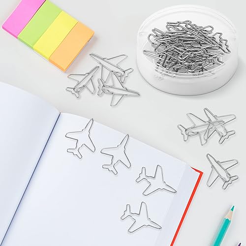 Miniatura 3 de Clips de papel con forma de avión, 10 unidadesjuego de clips de papel de acero inoxidable lindos marcadores divertidos marcado documento organizador
