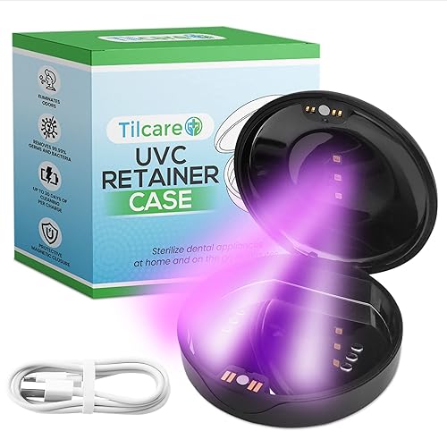Tilcare Estuche de retención UVC para alineador dental Invisalign con luz UV para alineadores, retenedores, protector bucal, bandejas blanqueadoras