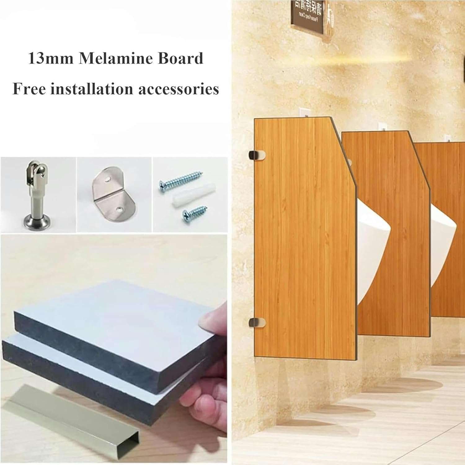 Ural Screen, Wall Dividing Partition, Public Bathing Partition, Urinal Board with Urinal Deflector, Urinary Partition with Stainless Steel Accessories, Screen