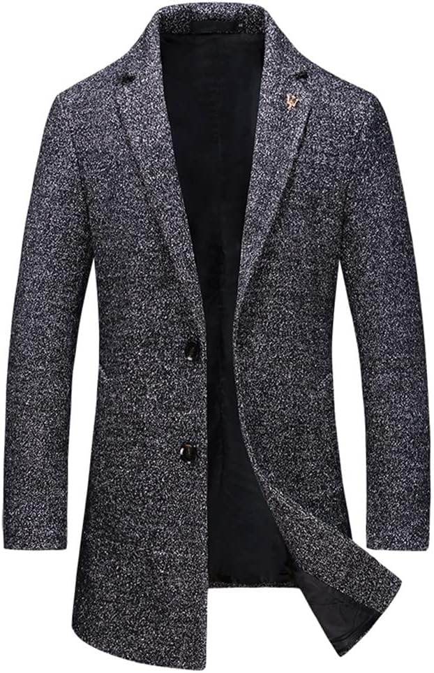 GDDZA 秋のジャケットメンズウールコートシングルブレストビジネスコート紳士服トレンドミッドロングトレンチコート(L code)