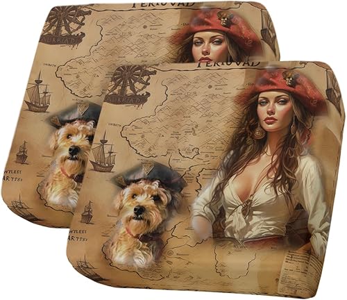 Miniatura 1 de Fundas de cojín para sofá, diseño de niña pirata, diseño de mapa del tesoro, fundas elásticas para sofá, fundas protectoras de muebles para perros o