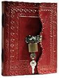 TUZECH Leather Journal Large Writing Notebook Handmade Leather Bound Vintage Journal For Women and Men with Lock And Key Gift For Art Sketchbook, Travel Diary And Notebooks To Write In(7 by 5 Inches)