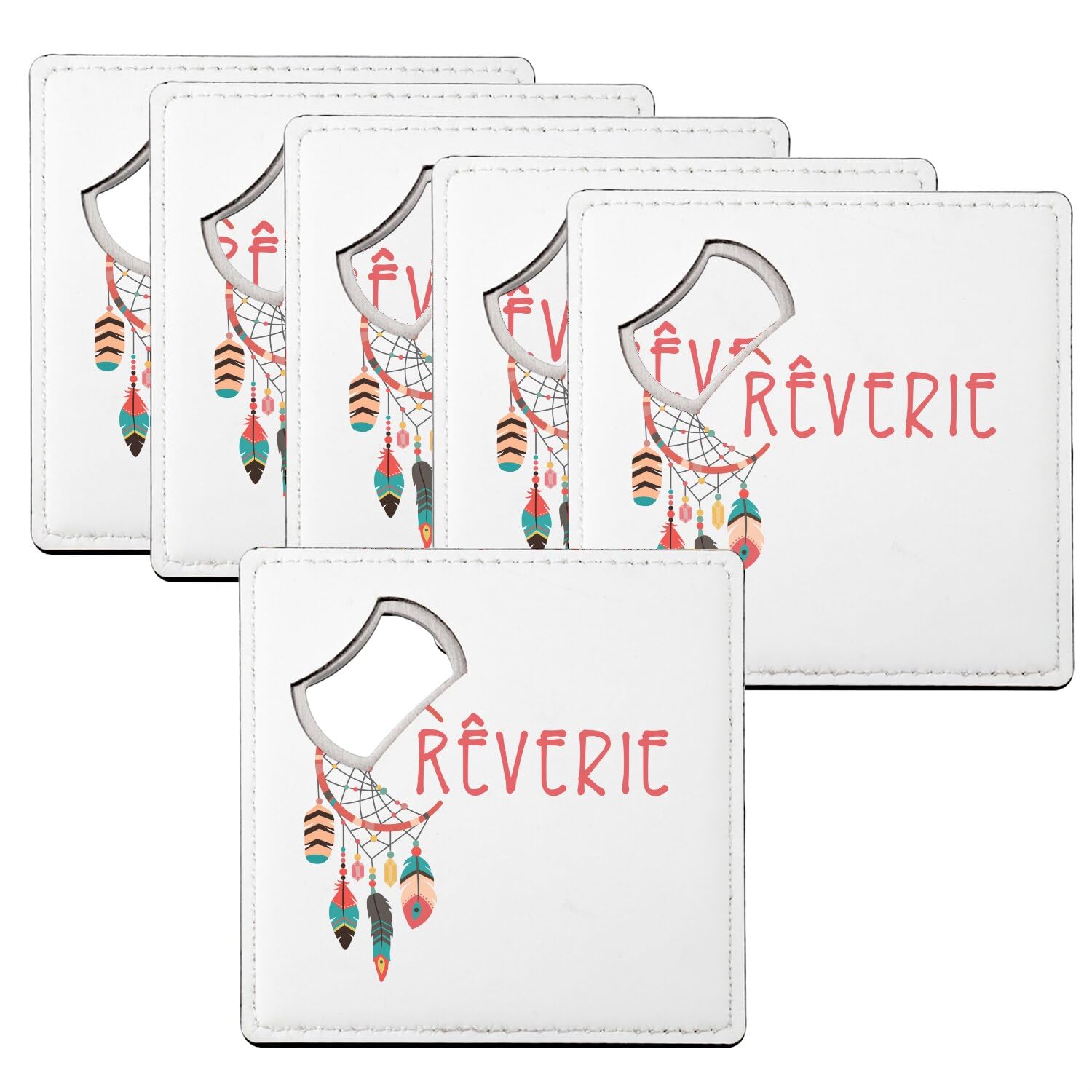 Sous verre décapsuleur rêverie bohémien chic hippie culture lot de 6