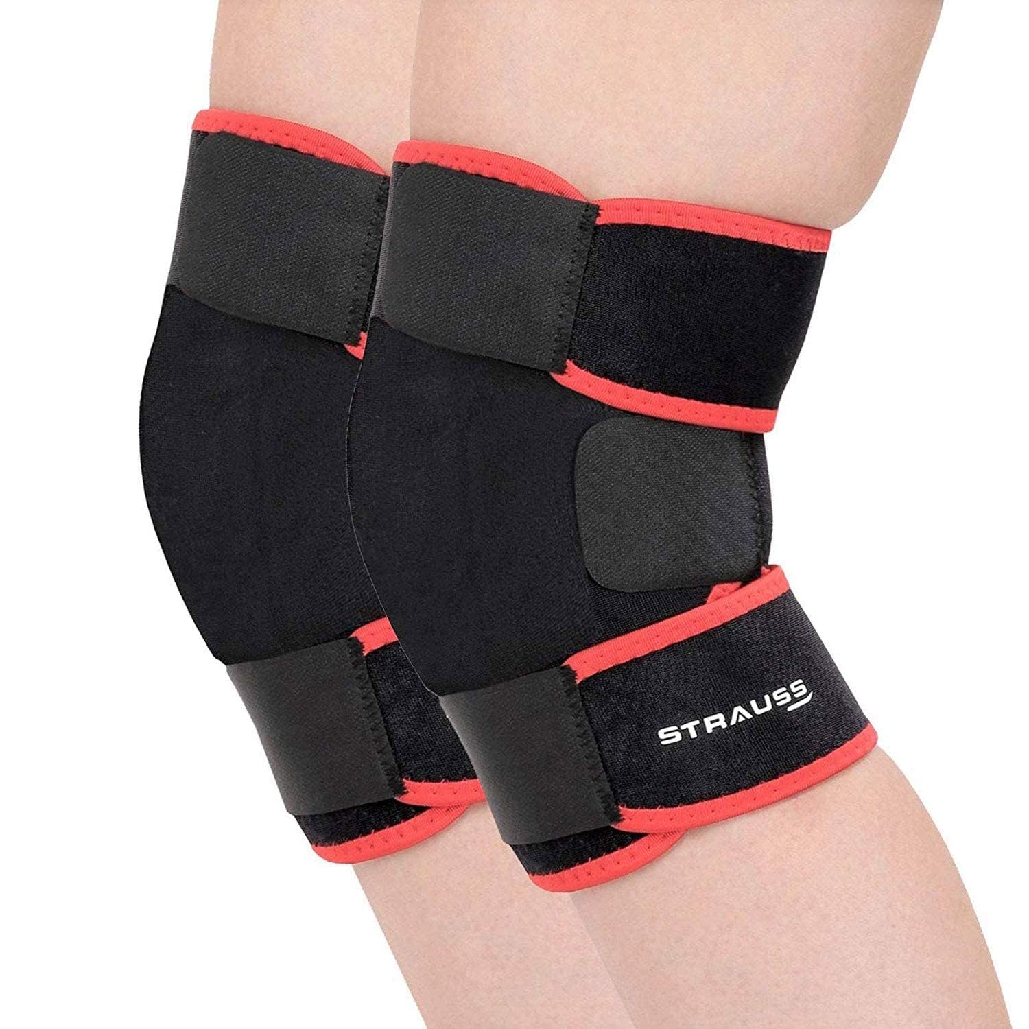 STRAUSS Adjustable Knee Support Patella | Breathable Knee Cap for Knee Pain, Gym Workout, Running, Arthritis | Knee Brace for Knee Pain Relief | Men and Women | Size: Free Size, Pack of 2 (Black) (B073M5DQ7Y) Amazon Price History, Amazon Price Tracker