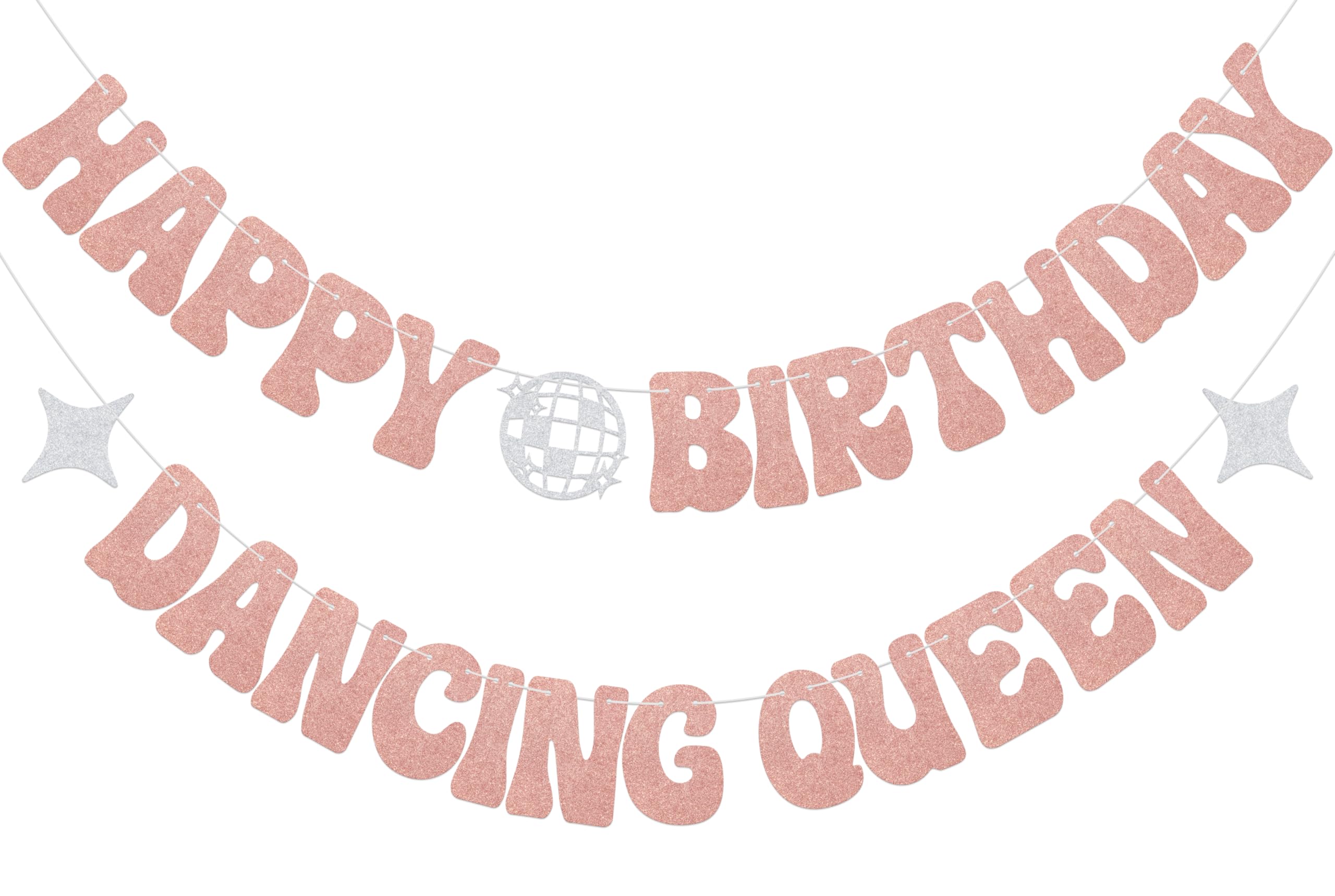 Aumccxz Happy Birthday Dancing Queen Banner Disco Birthday Party Decorations Dance Bday Party Decorations Rose Gold