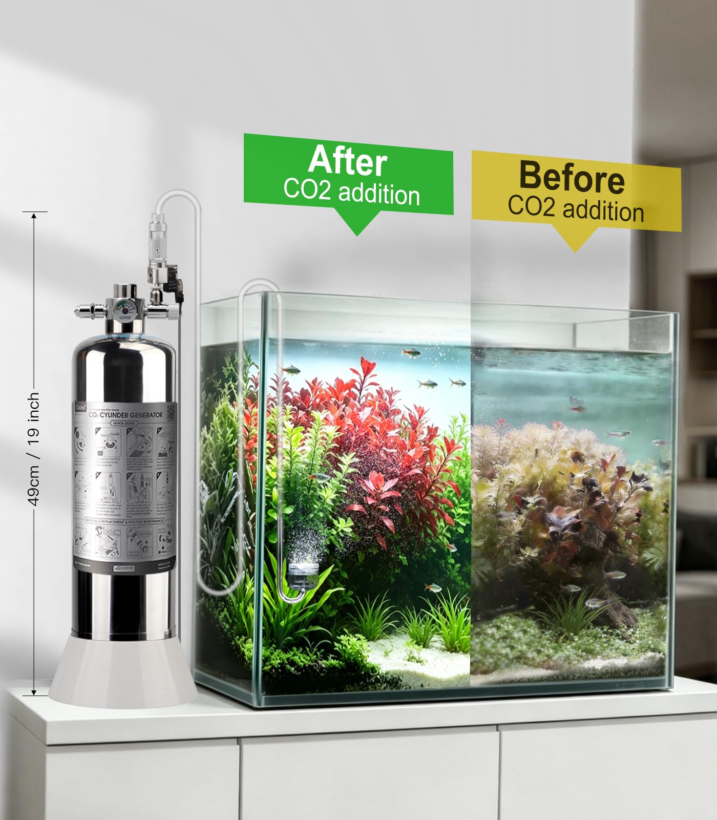 G700S - Kit generador de CO2 para acuario de 2,4 L, doble presión, versión mejorada máxima para materias primas de 400 g + 400 g