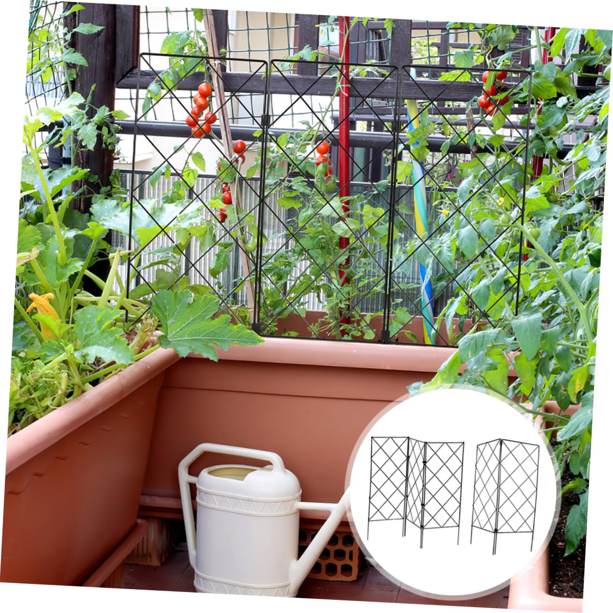 Treillis de Jardin Pliable en Fer, 5 Pièces, pour Plantes Grimpantes