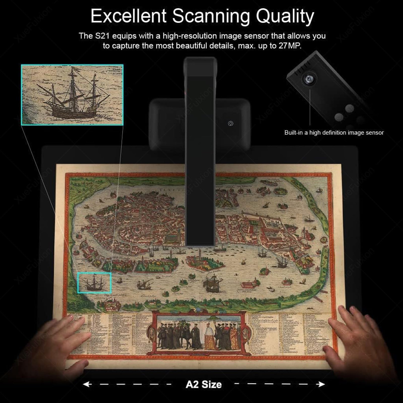 S21 Scanner Documenti,Scansionare Disegni A2/A3/A4,Riviste,Contratti,Ripristinare Immagini Piane,Rimuovere Impronte,Pulire Sfondo, per Home Office Online Insegnamento