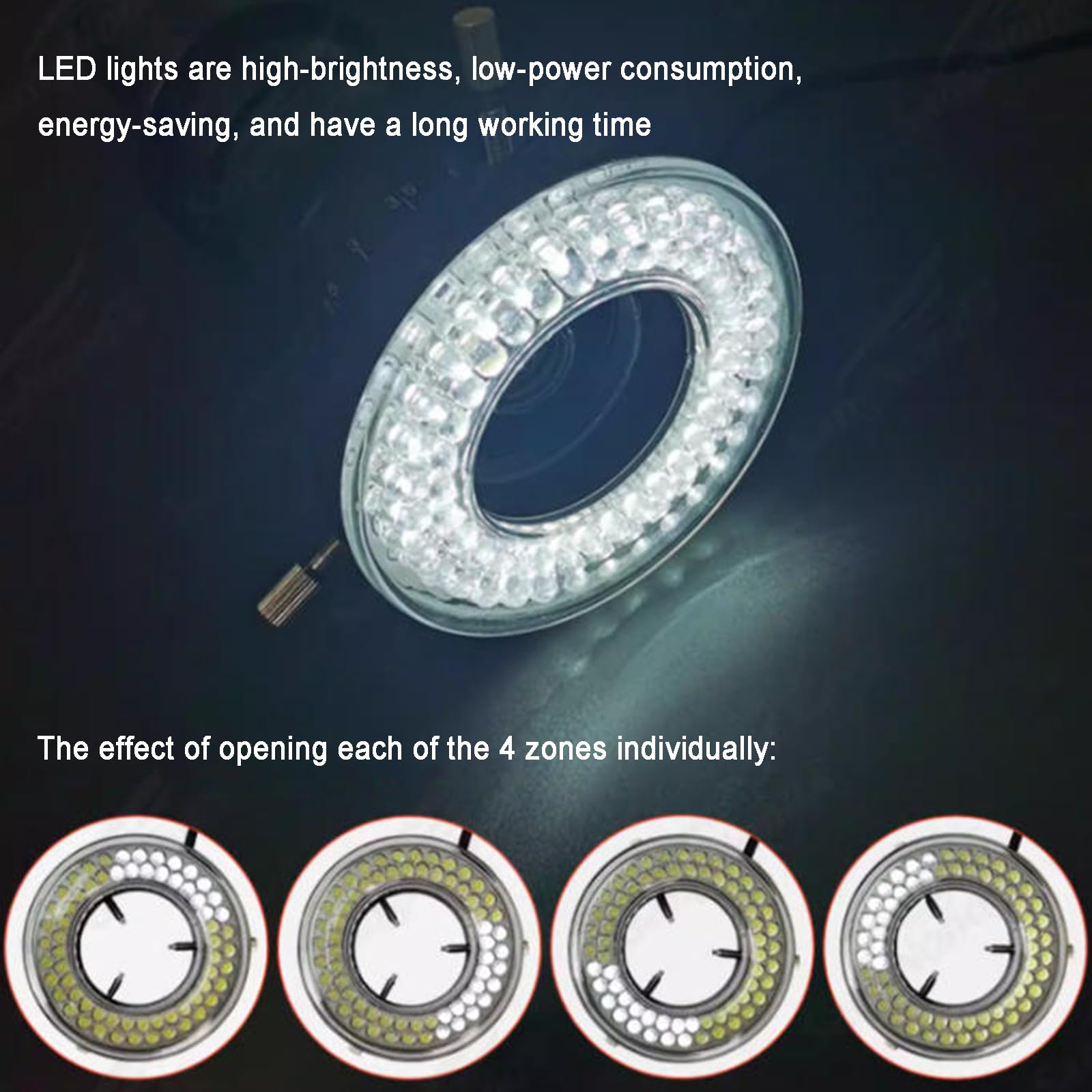Anillo de luz LED para microscopio con 148 cuentas LED, lámpara iluminadora y controlador para cámara de microscopio industrial, foto y video